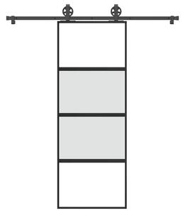 VidaXL Drsna vrata z opremo 76x205 cm kaljeno steklo in aluminij