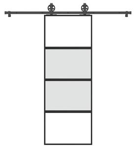 VidaXL Drsna vrata z opremo 76x205 cm kaljeno steklo in aluminij