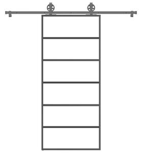 VidaXL Drsna vrata z opremo 90x205 cm ESG steklo in aluminij