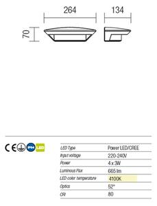 Redo 9407 - LED Zunanja stenska svetilka PLATE 4xLED/3W/230V 4100K IP54 antrac