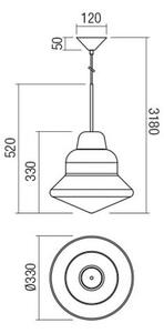 Redo 01-1771 - Lestenec na vrvici AMNO 1x/E27/42W/230V pr. 33 cm siva