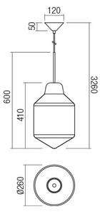 Redo 01-1773 - Lestenec na vrvici AMNO 1x/E27/42W/230V pr. 26 cm siva