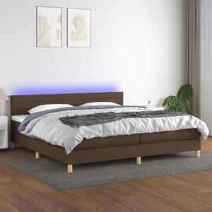 VidaXL Box spring postelja z vzmetnico LED temno rjava 200x200cm blago