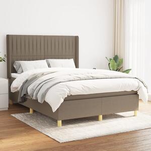 VidaXL Box spring postelja z vzmetnico taupe 140x200 cm blago