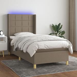 VidaXL Box spring postelja z vzmetnico LED taupe 100x200 cm blago