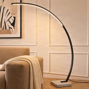 Lindby LED obokana talna svetilka Kendra, črna, aluminij, višina 180 cm, zatemnjen, Črna, Dnevna soba / jedilnica, Kovina, Sodobni