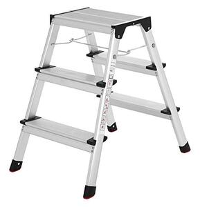 Aluminijasta stopnička, gospodinjska lestev, lahka teža 3 kg, zložljiva večnamenska lestev z obeh strani 2 x 3 stopnice