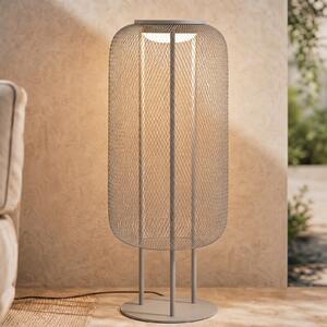 Lucande LED-stoječa svetilka Korvyn, kamnito siva, višina 80 cm, IP44, Siva, Kovina, Dizajn