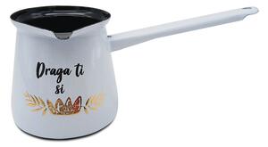 Džezva rdeča "Draga ti si kraljica" 0,4l - Bela