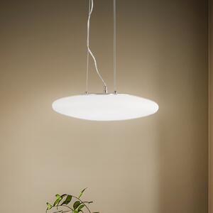 Lindby LED obesna svetilka Gunda, bela, steklo, Ø 47 cm, z možnostjo zatemnitve, zatemnjen, Bela, Dnevna soba / jedilnica, Steklo, Sodobni