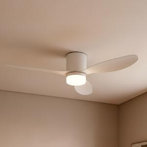 Lucande Stropni ventilator LED Kayu, bel, DC, tih, Ø 132 cm, Bela, Dnevna soba / jedilnica, Plastika, Sodobni