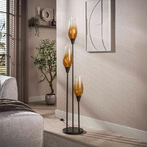 Zijlstra Stojna svetilka Cocoon, steklo, jantar, 3-žarilna, E27, 168 cm, Oranžna, Dnevna soba / jedilnica, Steklo, Skandinavski