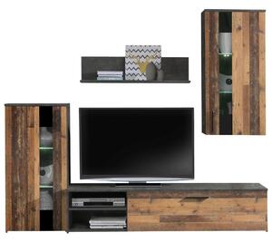Livetastic Dnevni Regal Arantus, Barva Hrasta, Temno Siva, 4-Delni