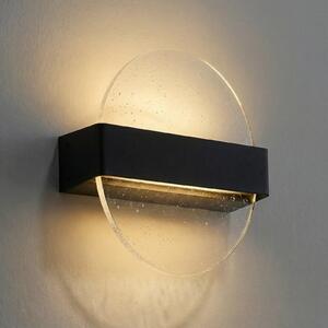 Lucande LED-stenna svetilka Narkelo, črna/prozorna, CCT, IP44, zatemnjen, Prozorna, Steklo, Dizajn