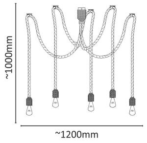 Lestenec na vrvici ROPE CASA 5xE27/12W/230V