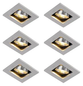 Komplet 6 modernih vgradnih reflektorjev aluminijastih vrtljivih in nagibnih GU10 50 mm - Qure