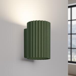 SOLLUX LIGHTING Stenna svetilka ALORA, višina 10 cm, olivno zelena, kovina, 1 x GU10, zatemnjen, Zelena, Dnevna soba / jedilnica, Aluminij, Okrogla stena