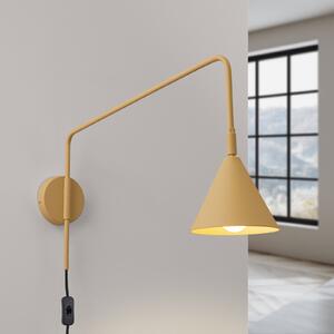 SOLLUX LIGHTING Stenna svetilka LYS, zlata barva, Ø 14 cm, kovina, vtič, E14, Zlata / medeninasta, Dnevna soba / jedilnica, Kovina, Skandinavski, Okrogla stena