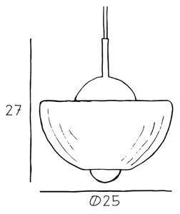 Obesna svetilka Lotus, prozorna, Ø 25 cm, steklo, pihano v usta