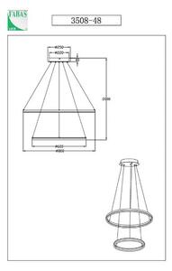 Obesek Giotto LED, Ø 80 cm, 2 luči, črna