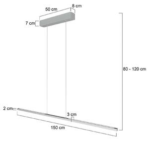 LED viseča luč Bande, 155 cm, gor/dol, jeklo, CCT, zatemnilnik