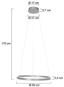 Ringlux LED viseče svetilo, Ø 60 cm, 2 luči, jeklo