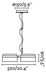 Obesna svetilka Loop LED, češnja/črna, les, dolžina 52 cm