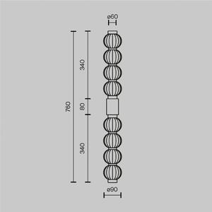 Maytoni LED stenska svetilka Amulet, linearna, 76 cm, prozorna / zlata