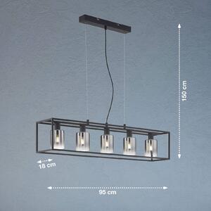 Obesna svetilka Iska s steklenimi senčili, različica s petimi lučmi