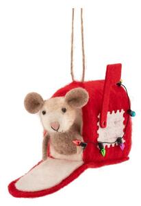 Tekstilni okrasek za jelko 13 cm Mouse in Letter Box – Sass & Belle
