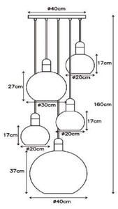 Obesno svetilo Julius, pet luči, opal