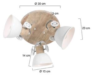 Stropni reflektor Gearwood, 3-svetlobni, okrogel, bel
