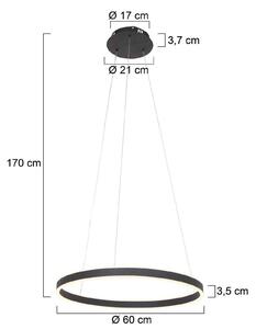 LED viseča luč Ringlux Ø 60cm 2-light črna