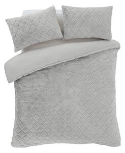 Siva posteljnina za zakonsko posteljo iz mikropliša 200x200 cm Cosy Diamond – Catherine Lansfield