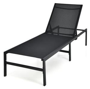 Zunanji ležalnik, nastavljiv, dim. 64 x 198 x 67 - 103 cm, črne barve