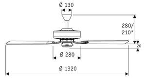 Stropni ventilator Classic Royal 132 krom/bukev