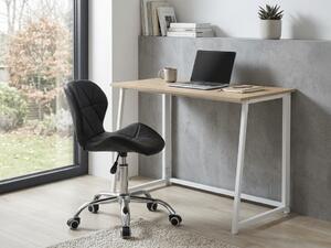 Set za delovno sobo ZARIMO miza 80x40 cm, bela/hrast sonoma + stol AVOLA iz eko usnja, črn