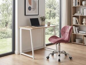 Set za pisarno ZARIMO miza 80x40 cm, bela/dub sonoma + stol AVOLA VELVET, temno roza
