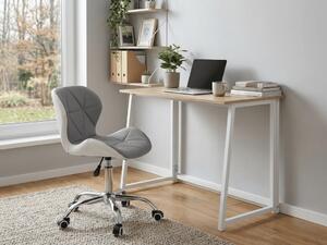 Set za pisarno ZARIMO miza 80x40 cm, bela/hrast sonoma + stol AVOLA iz eko usnja, sivo-bela