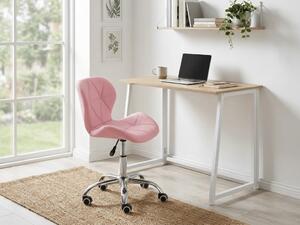 Set za delovno sobo ZARIMO miza 80x40 cm, bela/hrast sonoma + stol AVOLA iz eko usnja, roza