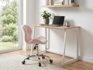 Set za pisarno ZARIMO miza 80x40 cm, bela/hrast sonoma + stol AVOLA VELVET, roza