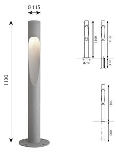 Louis Poulsen Flindt z ozemljenim podstavkom 110 cm aluminij