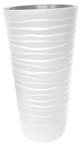 Okrogli stebrasti cvetlični lonec (Zunanje dimenzije (Ø x V): 30 x 52 cm, Plastika, Bela)