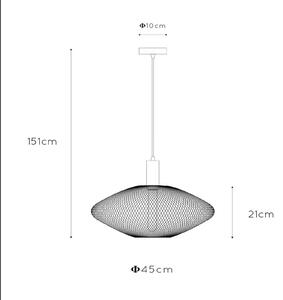 Mrežasta viseča svetilka, trapezoidna, Ø 45 cm, črna