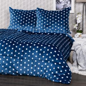 4Home posteljnina mikroflanel Stars modra , 160 x200 cm, 2x 70 x 80 cm, 160 x 200 cm, 2 kos 70 x 80 cm