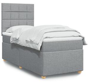 VidaXL Box spring postelja z vzmetnico svetlo siva 80x200 cm blago