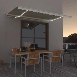 VidaXL Ročno zložljiva tenda z LED lučmi 400x350 cm krem