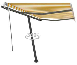 VidaXL Prostostoječa ročno zložljiva tenda 350x250 cm rumena/bela