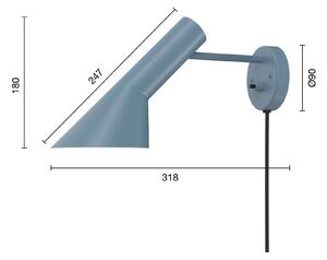 Louis Poulsen AJ dizajnerska stenska svetilka modro-siva