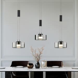 FISCHER & HONSEL LED-visoka svetilka Lavin, dolžina 100 cm, peskovo črna/dimno siva, zatemnjen, Črna, Dnevna soba / jedilnica, Kovina, Sodobni